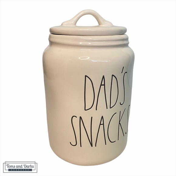 Rae Dunn DAD’S SNACKS Ceramic White Treat Canister - Picture 3 of 6